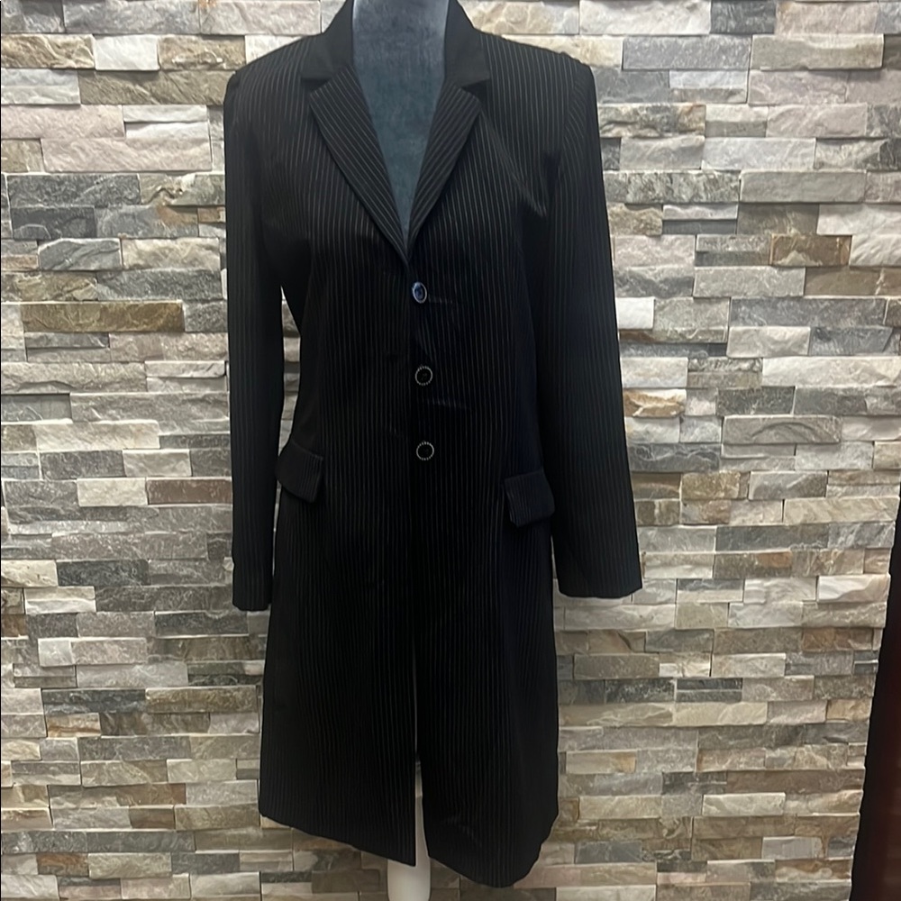 Danny @ Nicole Black Pinstripe Blazer Coat